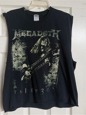 megadeth vintage thirt3en cut sleeve cropped shirt gildan xl